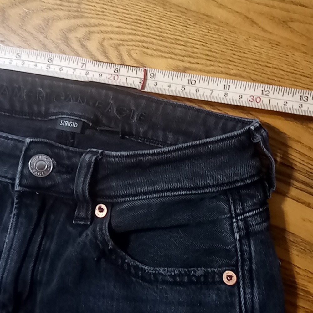 AMERICAN EAGLE Jeans 0 SHORT Womens MOM Denim FADED BLACK Preowned Distressed - Picture 6 of 9